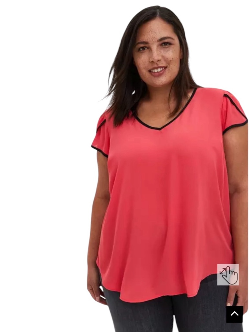 torrid Georgette Coral V-Neck Top with tulip sleeves size 4-4X/26